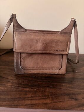 Vintage Fossil Brown Leather Crossbody Bag